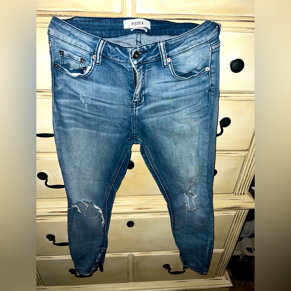Pistola Tory Distressed ankle zip skinny jean